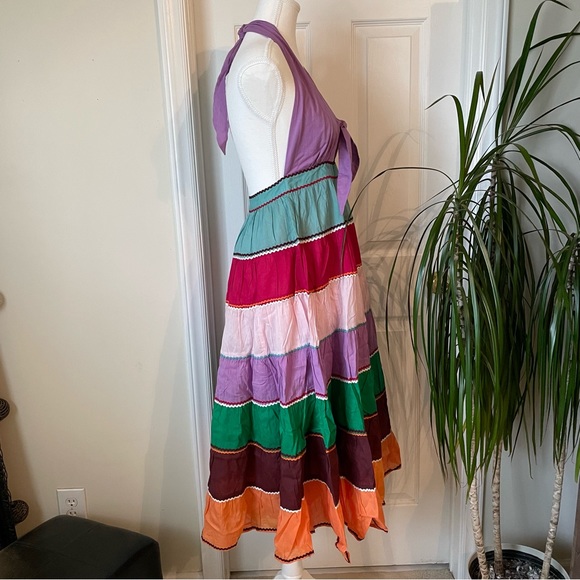 ANTIK BATIK Dress NWT Perrine tiered cutout cotton halterneck Multicolor Size 6 - Picture 11 of 16